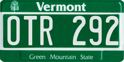 VT license plate OTR292