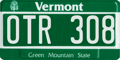 VT license plate OTR308