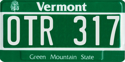 VT license plate OTR317