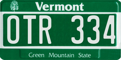 VT license plate OTR334