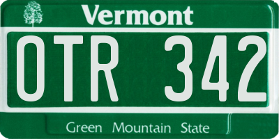 VT license plate OTR342
