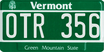 VT license plate OTR356
