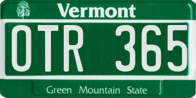 VT license plate OTR365