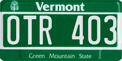 VT license plate OTR403