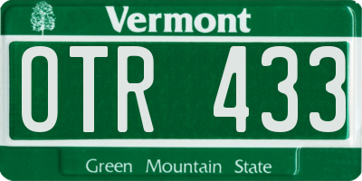 VT license plate OTR433