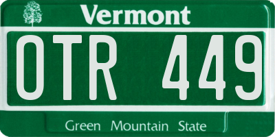 VT license plate OTR449