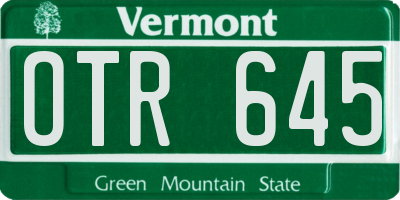 VT license plate OTR645