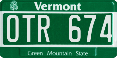 VT license plate OTR674