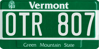 VT license plate OTR807