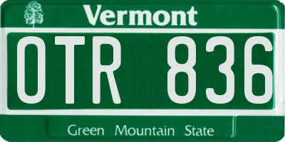 VT license plate OTR836