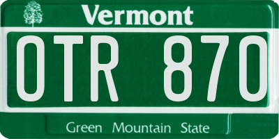 VT license plate OTR870