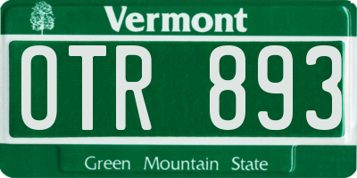 VT license plate OTR893