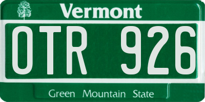 VT license plate OTR926