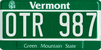 VT license plate OTR987
