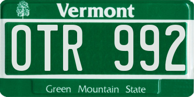 VT license plate OTR992