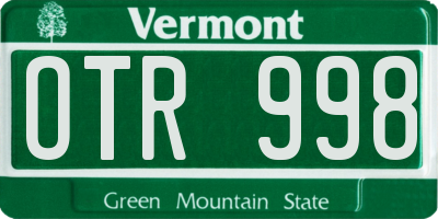 VT license plate OTR998