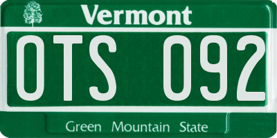 VT license plate OTS092