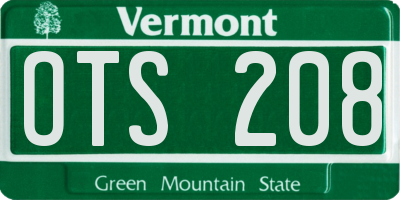 VT license plate OTS208