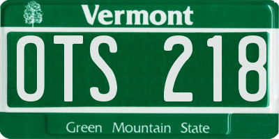 VT license plate OTS218