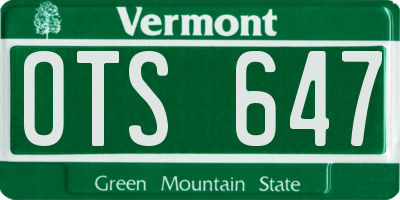 VT license plate OTS647