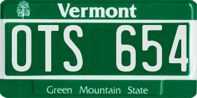 VT license plate OTS654