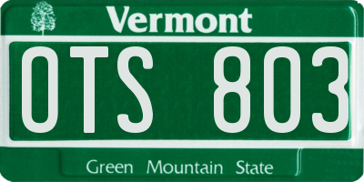 VT license plate OTS803