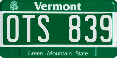 VT license plate OTS839