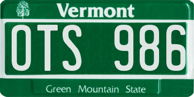 VT license plate OTS986