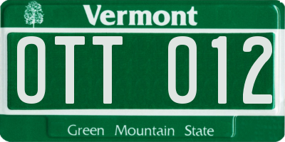VT license plate OTT012