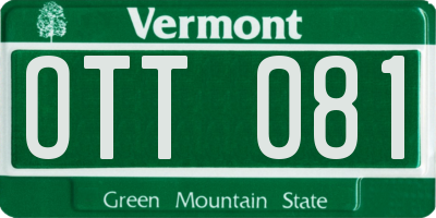 VT license plate OTT081