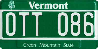VT license plate OTT086