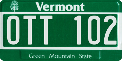 VT license plate OTT102
