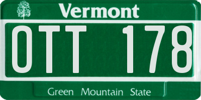 VT license plate OTT178