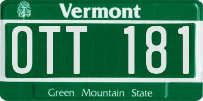 VT license plate OTT181