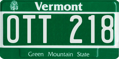 VT license plate OTT218