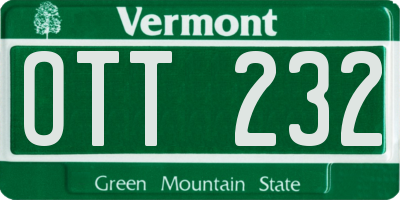 VT license plate OTT232