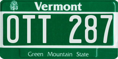 VT license plate OTT287