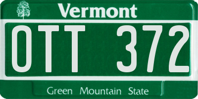 VT license plate OTT372