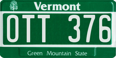 VT license plate OTT376