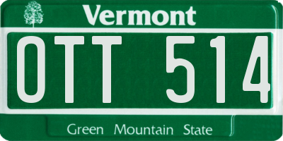 VT license plate OTT514