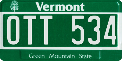 VT license plate OTT534
