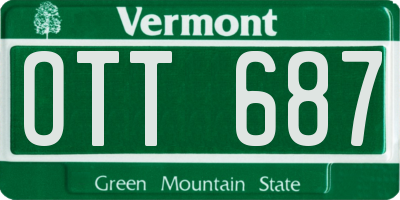 VT license plate OTT687