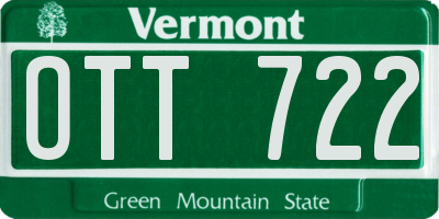 VT license plate OTT722