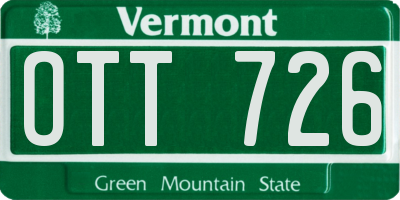 VT license plate OTT726