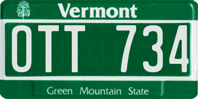 VT license plate OTT734