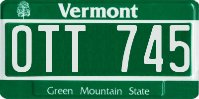 VT license plate OTT745