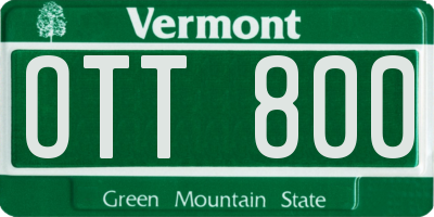 VT license plate OTT800
