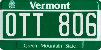 VT license plate OTT806