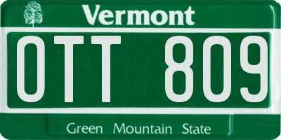 VT license plate OTT809