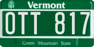 VT license plate OTT817